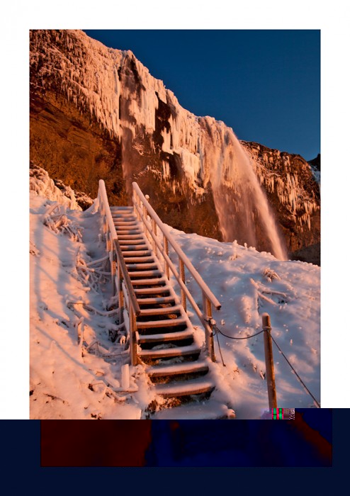 Treppe zum Seljalandsfoss